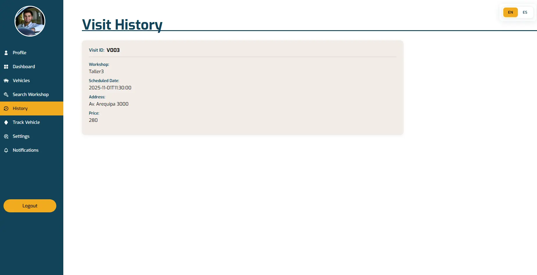 Captura de pantalla - Historial completo